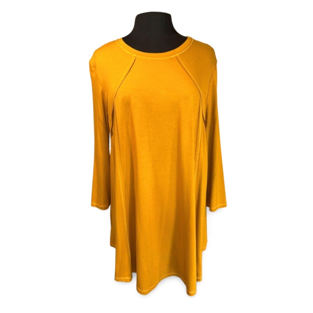 NEW Soft Works Crew Neck Swing Tunic‎ Top Dress Size XL Golden Yellow Layer